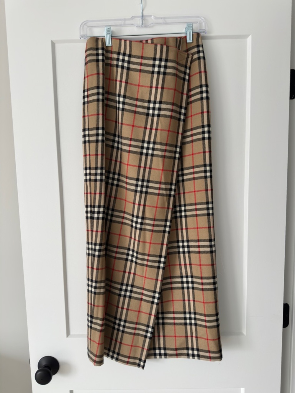 Burberry Tan Plaid Maxi Skirt with Red Accents - Picture 2 of 4